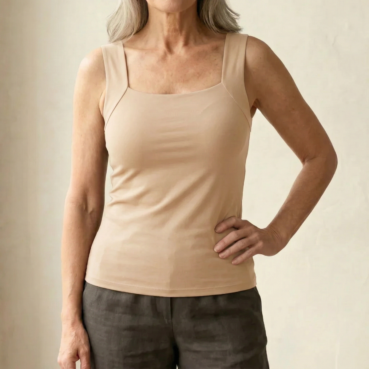 Roxanne | Built In Comfort Bra Tanktop – Nude | The Bellemont Sisters Australia