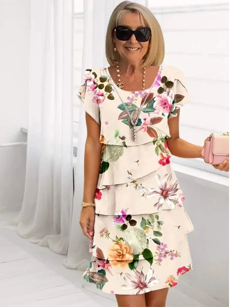Helena | Elegant Comfort Ruffle Dress – Apricot | The Bellemont Sisters Australia