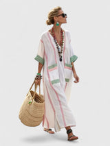 Kyvanna | Elegant Maxi Dress – Beige Green, White Light Pink | The Bellemont Sisters Australia