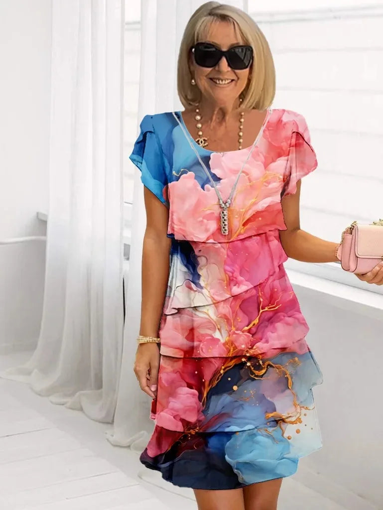 Caroline | Elegant Comfort Ruffle Dress – Flower color | The Bellemont Sisters Australia