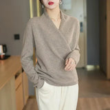 Mabel | Women’s Spring Wrap Neck Knit Top – Camel | The Bellemont Sisters Australia