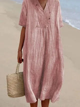Silvana™ | Relaxed Textured Maxi Dress – Pink | The Bellemont Sisters Australia