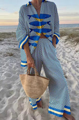 Linda | Elegant Printed Loose Fit Two Piece Summer Set – Style 3 | The Bellemont Sisters Australia