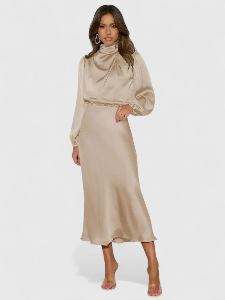 Emryssah | Elegant Maxi Dress – Beige | The Bellemont Sisters Australia