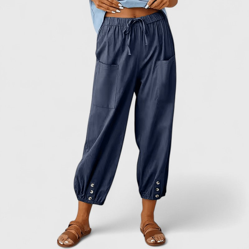 Jolie | Sophisticated Wide-Leg Pants – Navy Blue | The Bellemont Sisters Australia