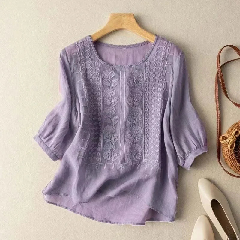 Patricia™ Elegant Soft Blouse – Purple | The Bellemont Sisters Australia
