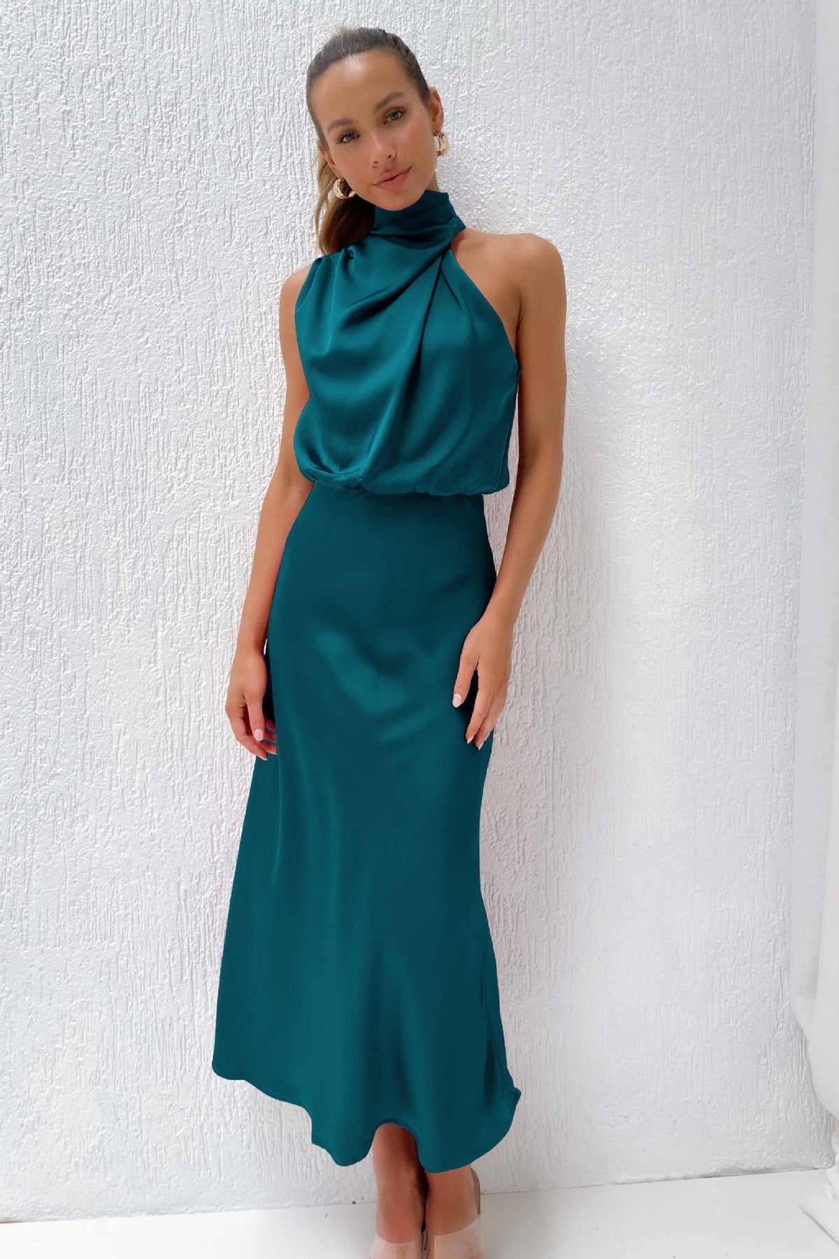 Faith | Women’s Chic Halter Evening Dress – Turquoise | The Bellemont Sisters Australia