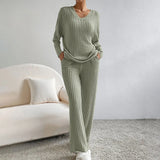 Luna | Knit Co-Ord Set – Olive Green | The Bellemont Sisters Australia