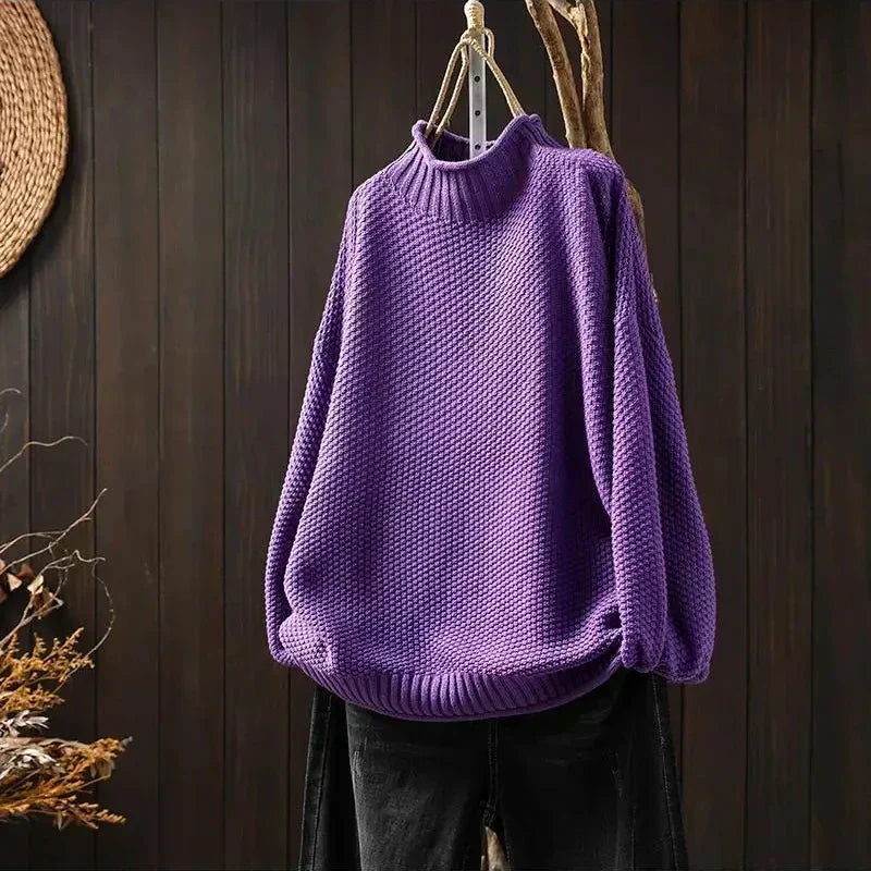 Barbara™ Relaxed Knit Sweater – Purple | The Bellemont Sisters Australia