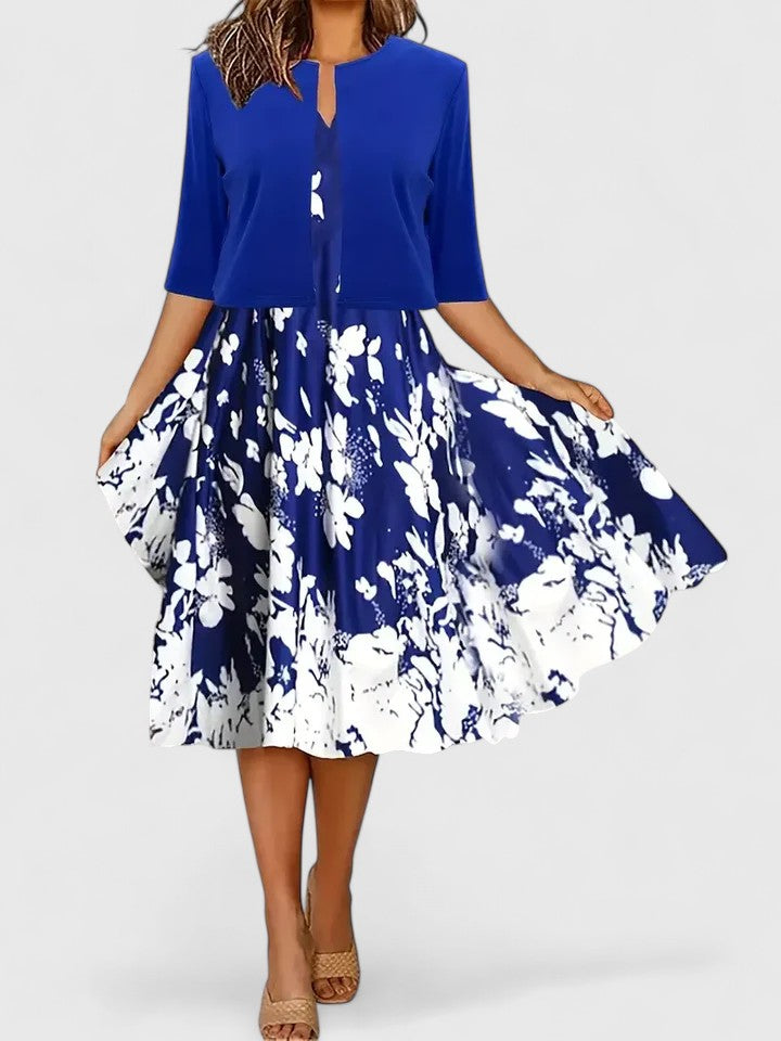 Chantal | Elegant Midi Dress – Blue | The Bellemont Sisters Australia