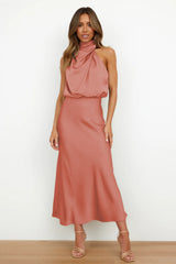Faith | Women’s Chic Halter Evening Dress – Coral Pink | The Bellemont Sisters Australia