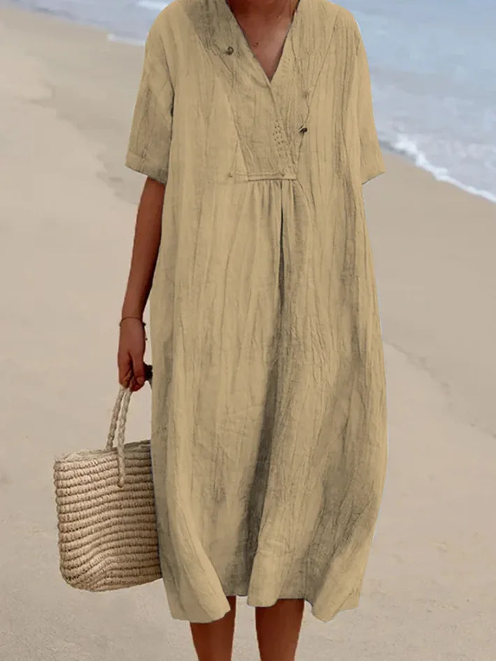 Silvana™ | Relaxed Textured Maxi Dress – Khaki | The Bellemont Sisters Australia