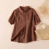 Pamela™ Casual Button-Up Shirt – Brown | The Bellemont Sisters Australia