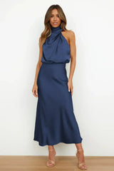 Faith | Women’s Chic Halter Evening Dress – Marine Blue | The Bellemont Sisters Australia