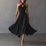 Finley | Women's Halter Neck A-line Maxi Dress – Black | The Bellemont Sisters Australia