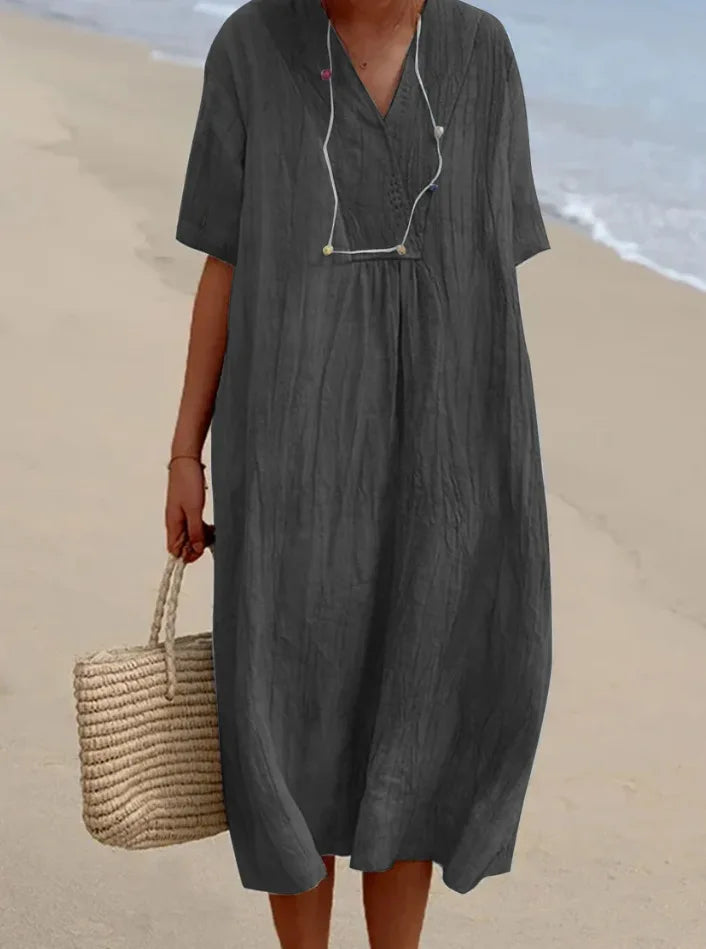 Silvana™ | Relaxed Textured Maxi Dress – Dark Gray | The Bellemont Sisters Australia