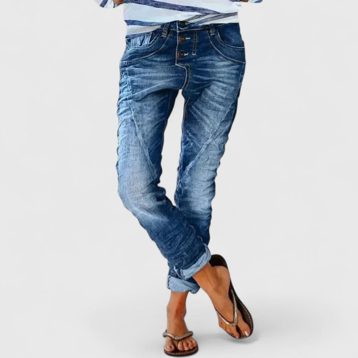 Erin | Comfortable Pants – Medium Blue | The Bellemont Sisters Australia