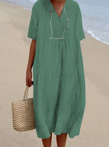 Silvana™ | Relaxed Textured Maxi Dress – Dark Green | The Bellemont Sisters Australia