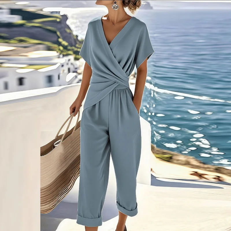 Colleen™ Elegant Two-Piece Summer Set – Blue | The Bellemont Sisters Australia