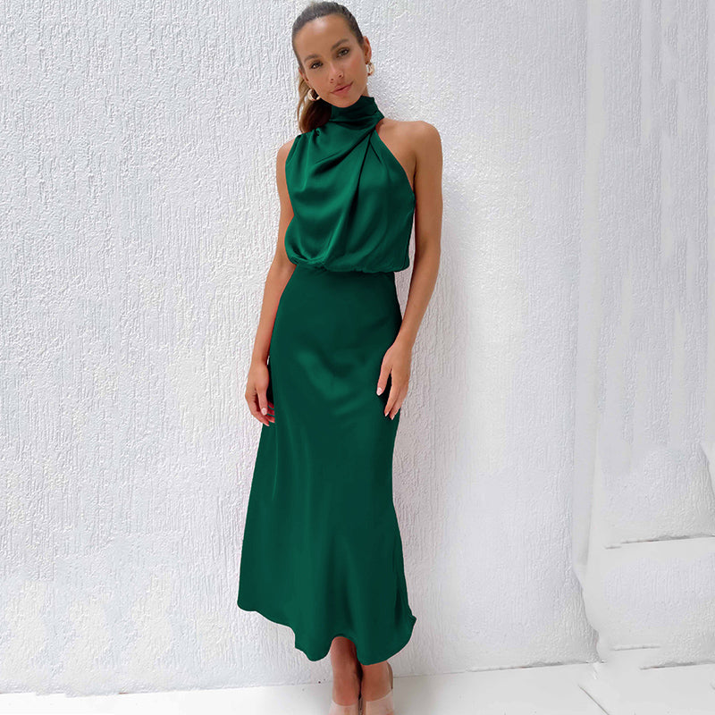Faith | Women’s Chic Halter Evening Dress – Dark Green | The Bellemont Sisters Australia