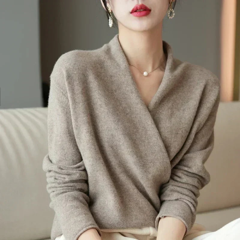 Mabel | Women’s Spring Wrap Neck Knit Top | The Bellemont Sisters Australia