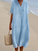 Silvana™ | Relaxed Textured Maxi Dress – Light Blue | The Bellemont Sisters Australia