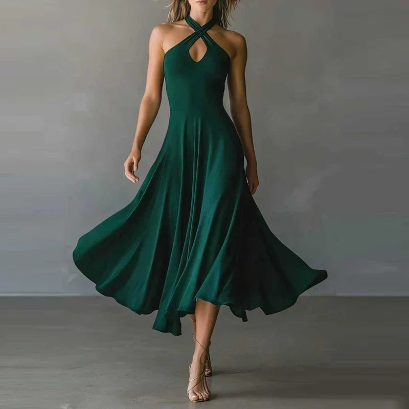 Finley | Women's Halter Neck A-line Maxi Dress – Green | The Bellemont Sisters Australia