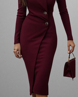 Isadora | Burgundy Wrap Style Buttoned Midi Dress | The Bellemont Sisters Australia