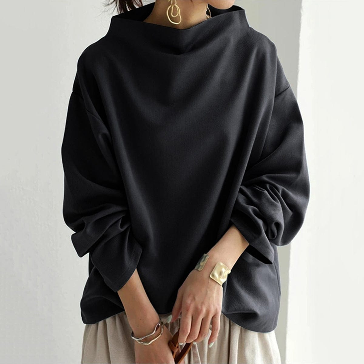 Rachel | Women High-Neck Long Sleeve Top | The Bellemont Sisters Australia