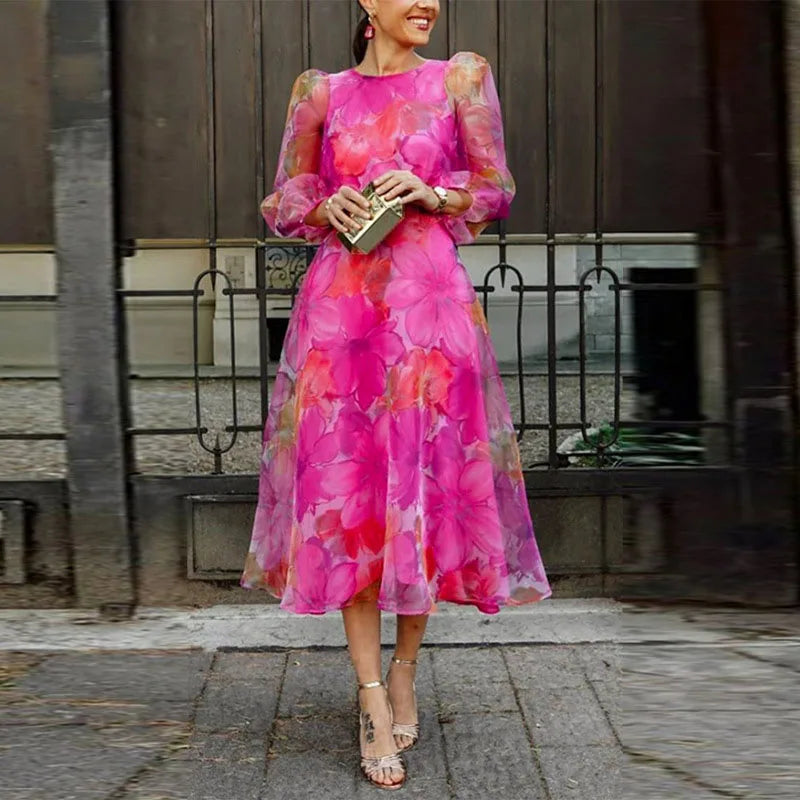 Blair | Women Wedding Guest Dress Formal Floral Midi Dress – Pink | The Bellemont Sisters Australia