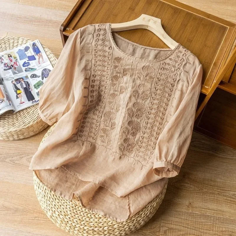 Patricia™ Elegant Soft Blouse – Beige | The Bellemont Sisters Australia