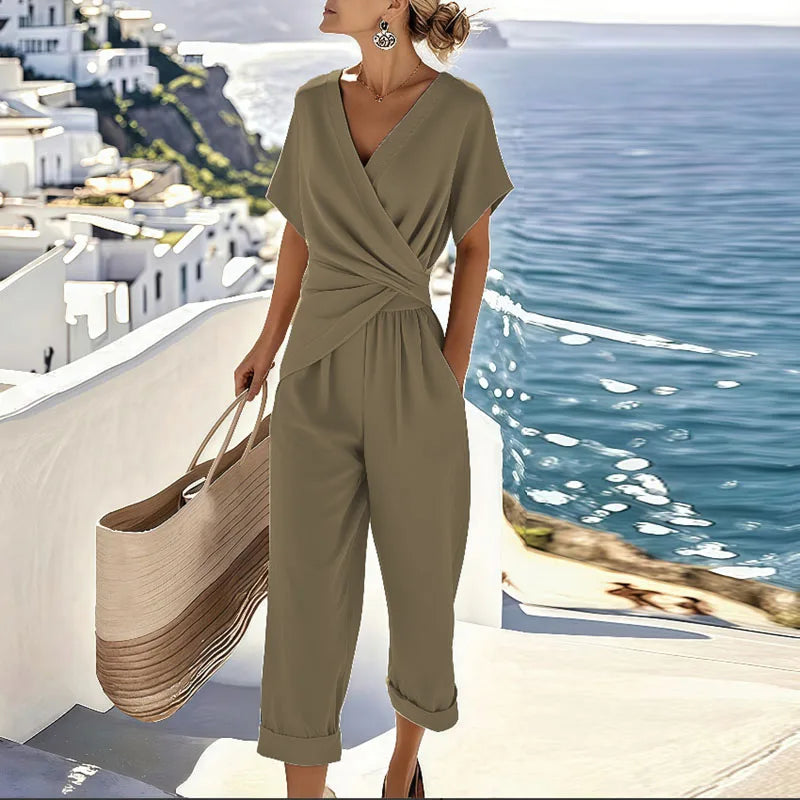 Colleen™ Elegant Two-Piece Set – Khaki | The Bellemont Sisters Australia