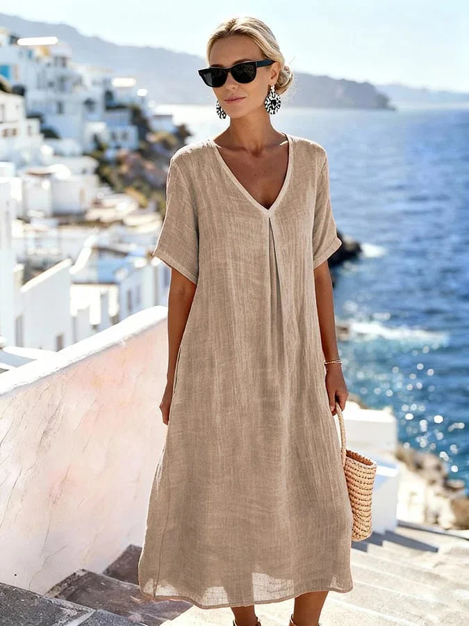 Wrenley™ | Relaxed Flowing Maxi – Beige | The Bellemont Sisters Australia