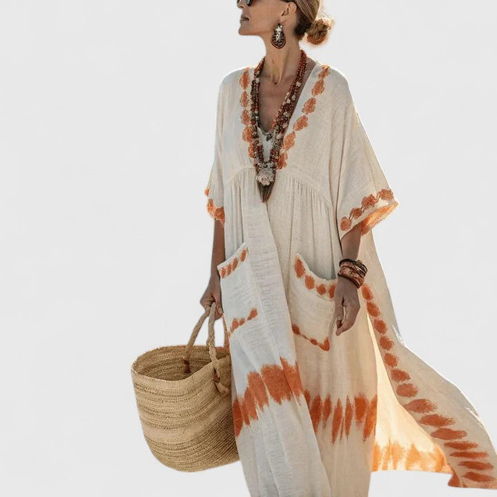 Arabella | Elegant Bohemian Dress – Orange | The Bellemont Sisters Australia