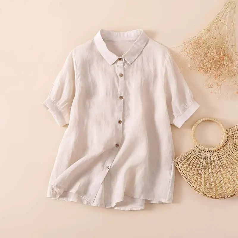 Pamela™ Casual Button-Up Shirt – White | The Bellemont Sisters Australia