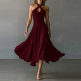 Finley | Women's Halter Neck A-line Maxi Dress – Red | The Bellemont Sisters Australia