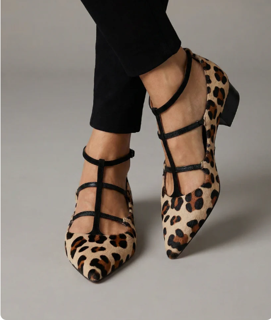 Bridget - Heeled Shoes with Leopard Strap | The Bellemont Sisters Australia