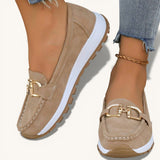 Ellie - Flat Moccasins with Buckle – Khaki | The Bellemont Sisters Australia
