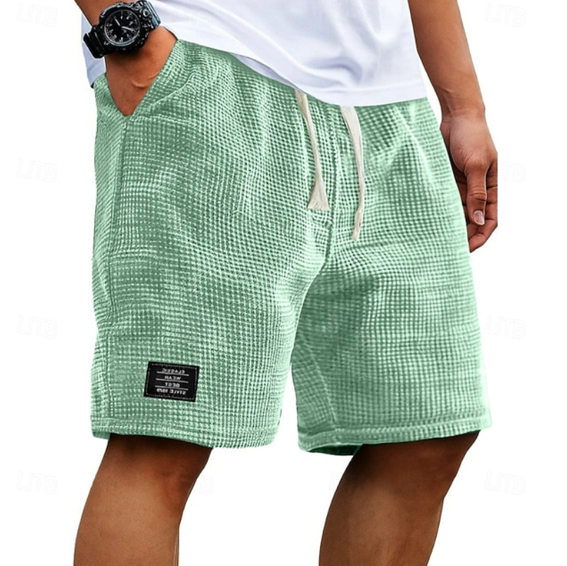 Oliver | Casual Waffle Summer Shorts – Green | The Bellemont Sisters Australia