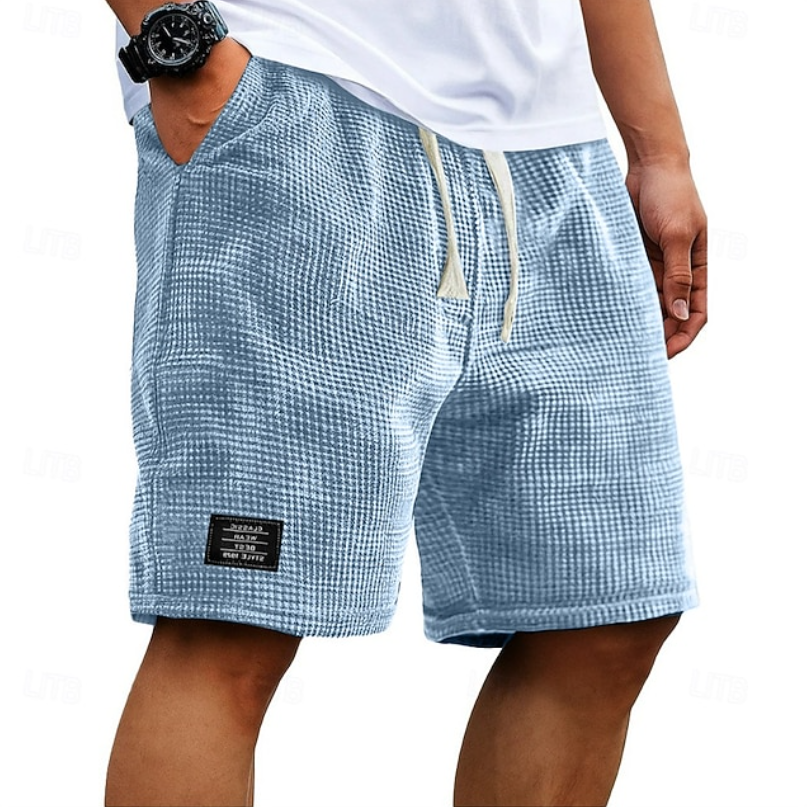 Oliver | Casual Waffle Summer Shorts – Blue | The Bellemont Sisters Australia