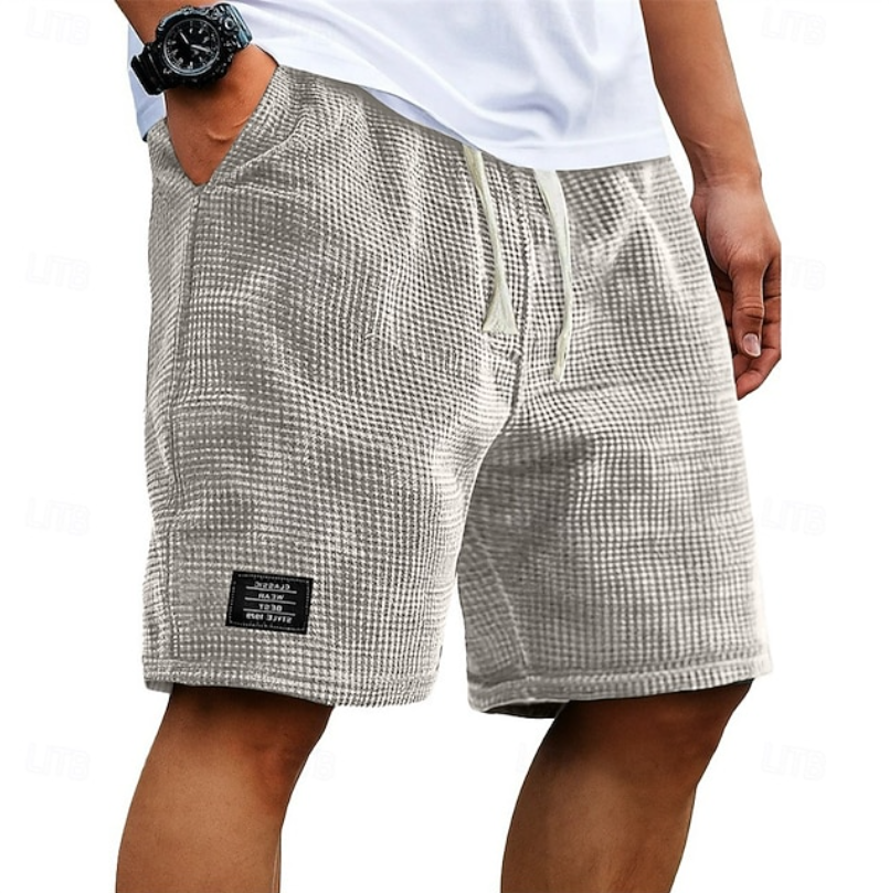 Oliver | Casual Waffle Summer Shorts – Beige | The Bellemont Sisters Australia
