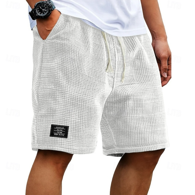 Oliver | Casual Waffle Summer Shorts – White | The Bellemont Sisters Australia