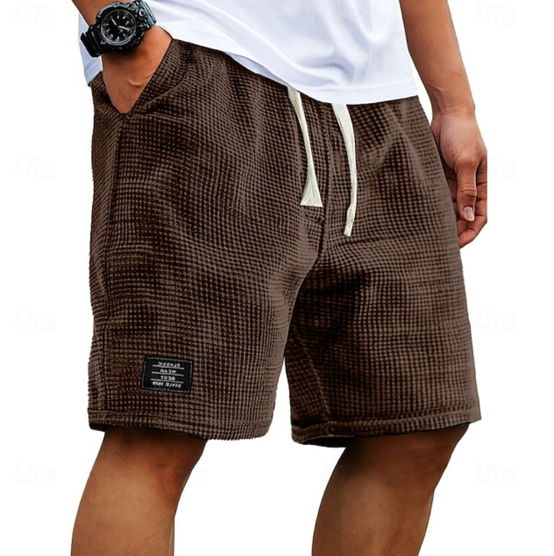 Oliver | Casual Waffle Summer Shorts – Dark Brown | The Bellemont Sisters Australia