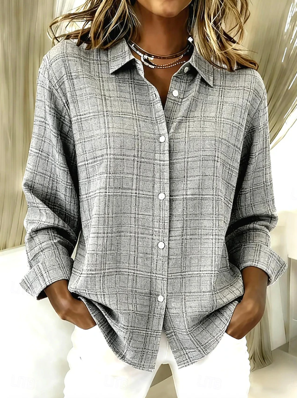 Harley | Relaxed Plaid Button-Up Shirt – Gray | The Bellemont Sisters Australia