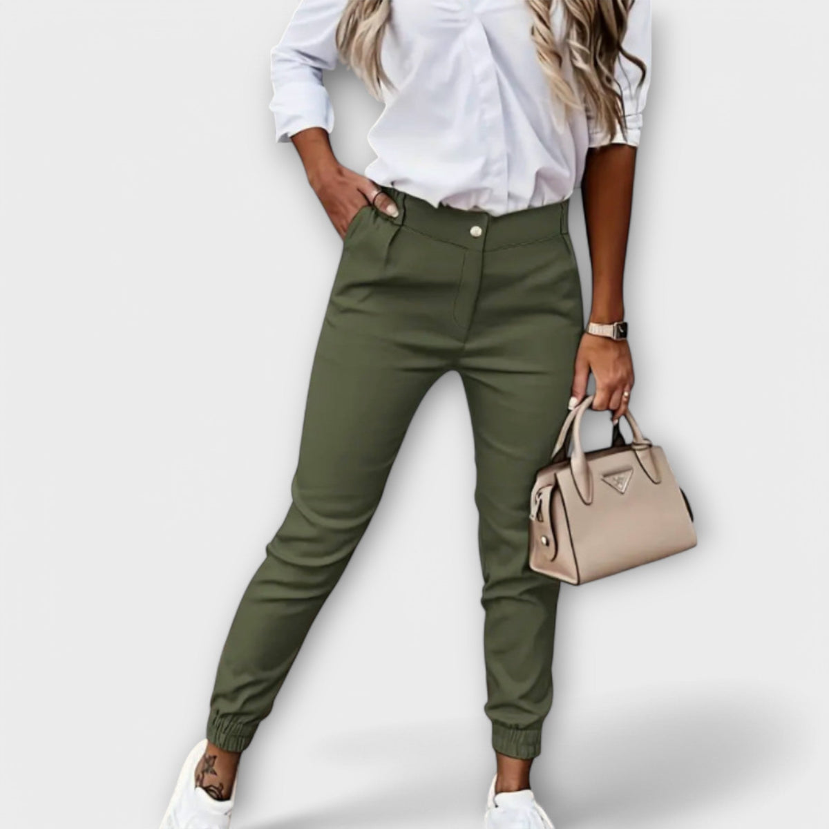 Melania - Stretch Pants – Army Green | The Bellemont Sisters Australia