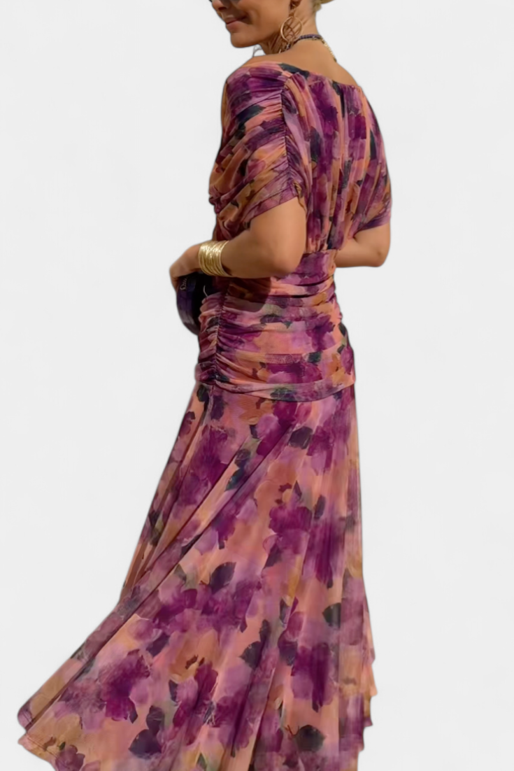 Alondra™ | Long Floral Dress with V-Neck | The Bellemont Sisters Australia