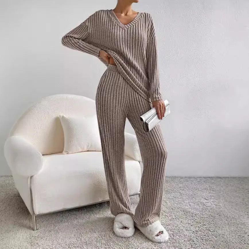 Luna | Knit Co-Ord Set – Light Brown | The Bellemont Sisters Australia