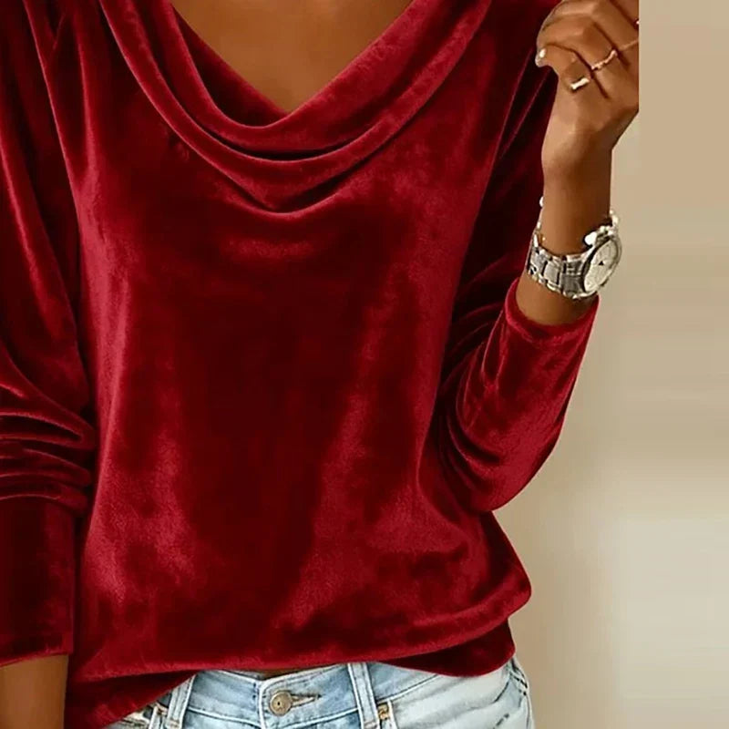Margaret - Luxurious Velvet Drape-Neck Top | The Bellemont Sisters Australia