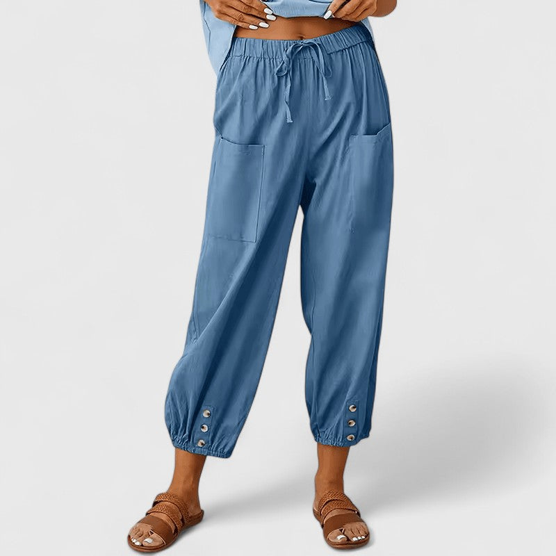 Jolie | Sophisticated Wide-Leg Pants – Denim Blue | The Bellemont Sisters Australia