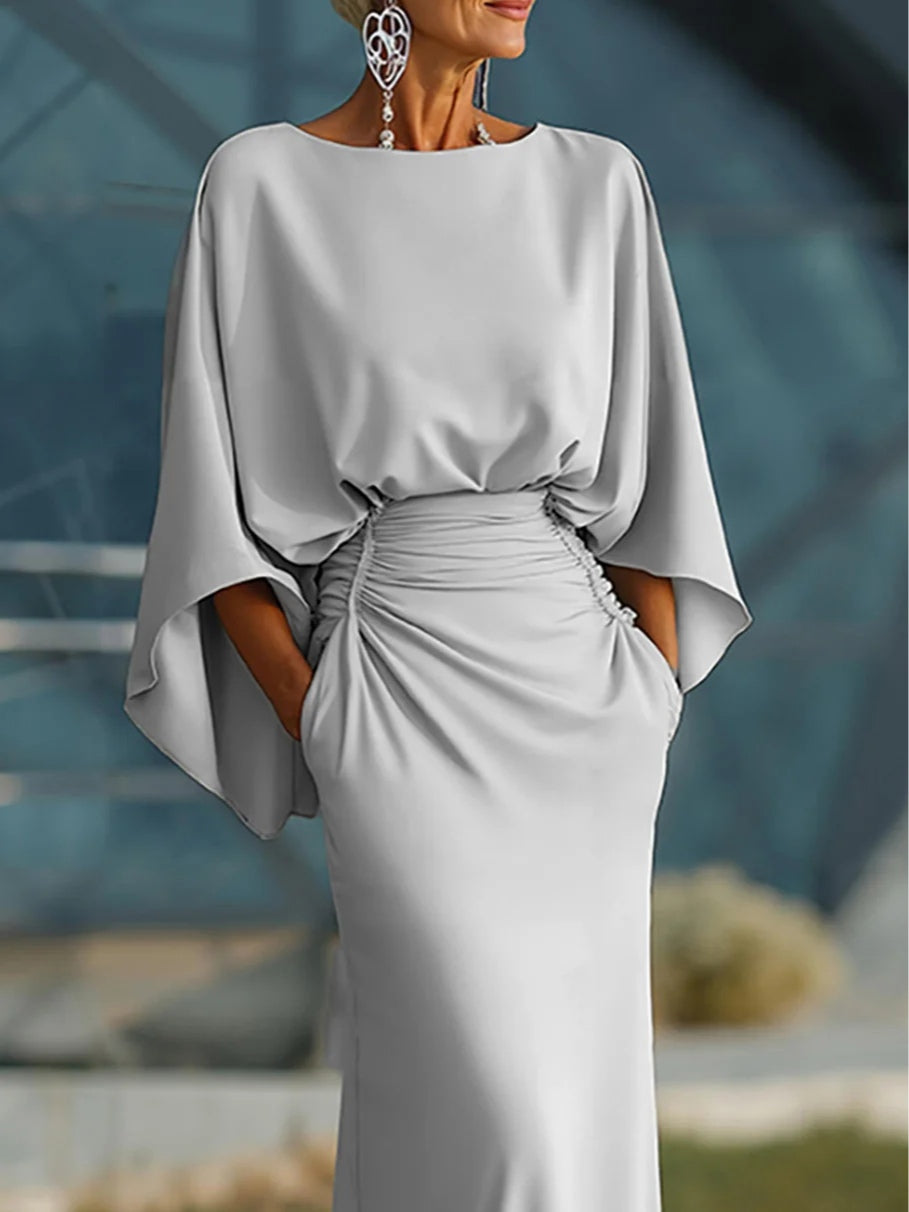 Clara | Elegant V-neck backless sleeve dress | The Bellemont Sisters Australia
